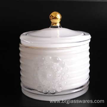 Gold knob and edge cylinder glass jar for wax